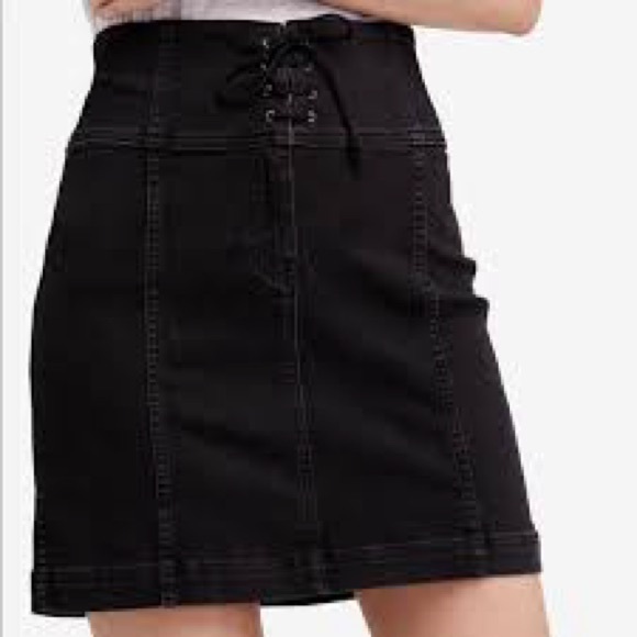 Free People Dresses & Skirts - Free People Black Lace-Up Pencil Skirt